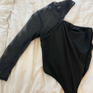Mesh one shoulder bodysuit